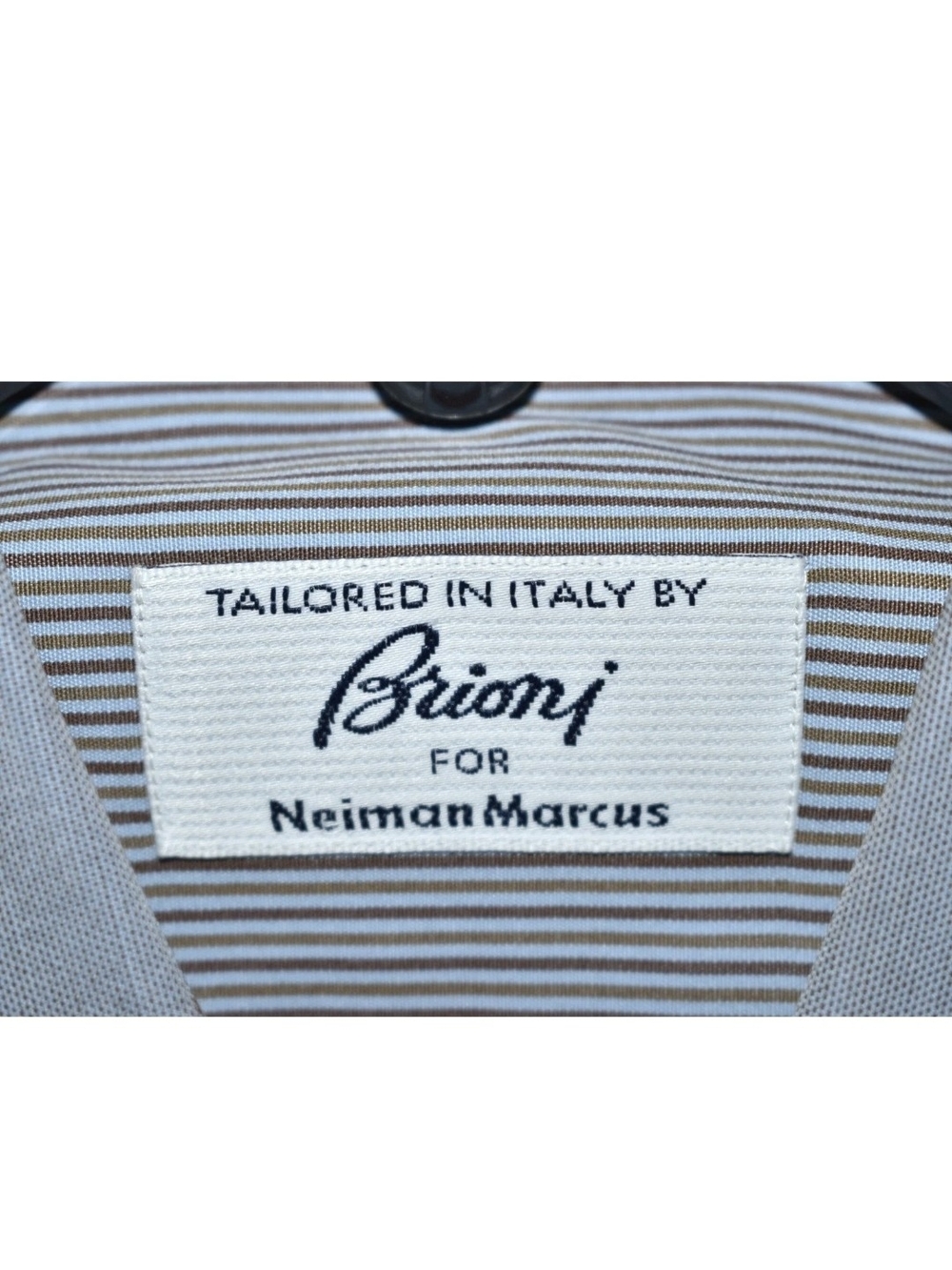 Brioni Tailored in Italy for Neiman Marcus Blue Striped 16.5 L Dress Shirt Men's